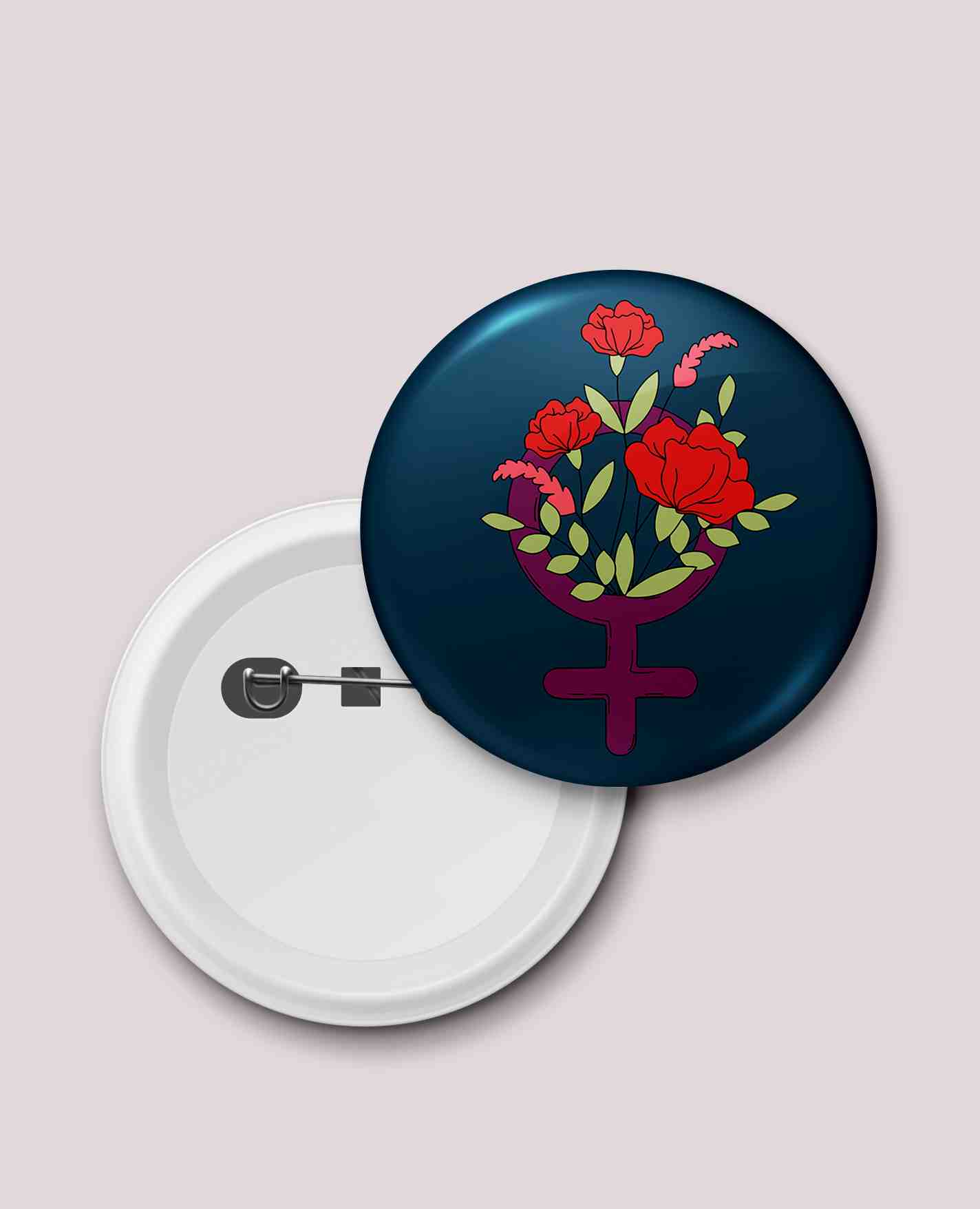 GIRLS FEMALE FLOURISH BUTTON BADGE