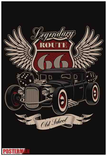 ROUTE 66 OLD SCHOOL WALL POSTER