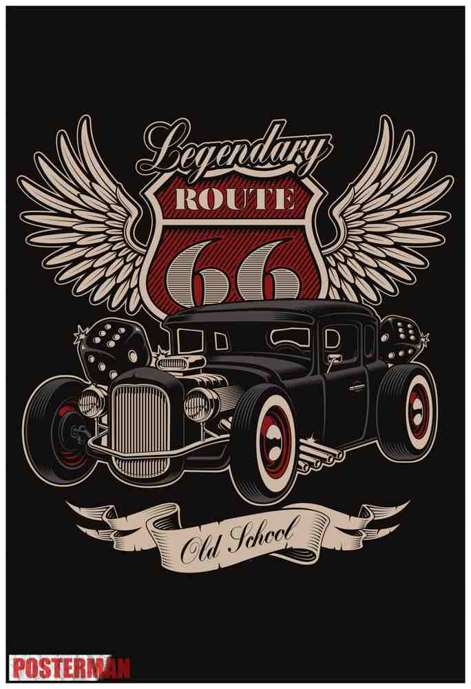 ROUTE 66 OLD SCHOOL WALL POSTER - POSTERMAN