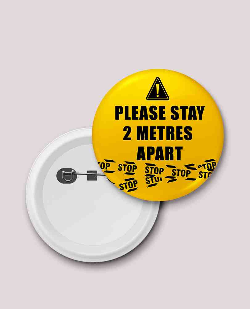 COVID 19 STAY AWAY BUTTON BADGE